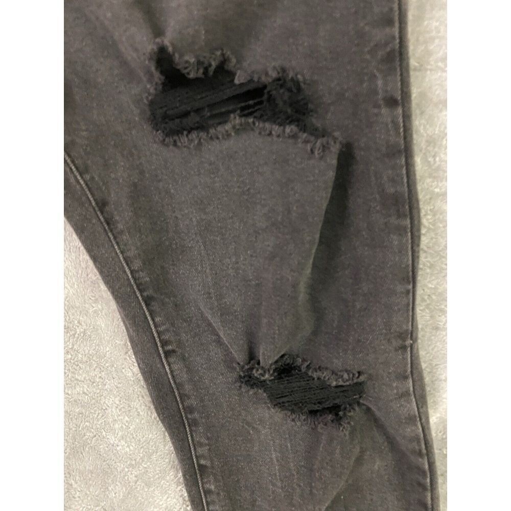 White House Black Market Gray Distressed Skinny Jeans Raw Hem Women 29 x 33.5 - Picture 7 of 7